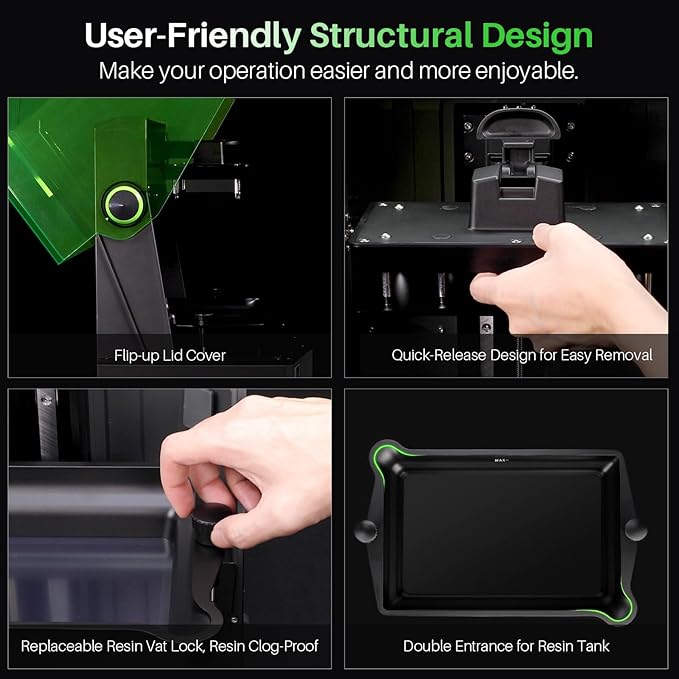 ELEGOO Saturn 4 Resin 3D Printer, 10" 12K HD Mono LCD, Smart Automatic Leveling, AI Print Monitoring, Large Printing Volume 8.62 x 4.84 x 8.66 inches
