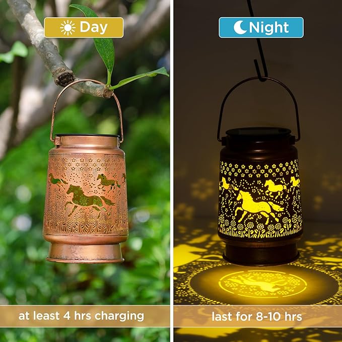 Horse Lover Solar Light Gift for Mom/Grandma/Women/Sister - Waterproof LED Mason Jar Hanging Lamp for Mother's Day - Outdoor Lantern Decor for Garden, Yard, Patio