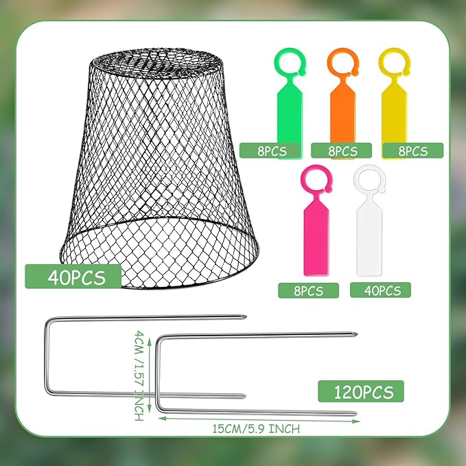 40 Pcs 9 inch Chicken Wire Plant Covers Bulk,Wire Garden Cloches Chicken Wire Cloche Plant Protector Metal Heavy Duty Garden Plant Cloche for Keeping Bunnies Chicken Squirrels Birds Other Out