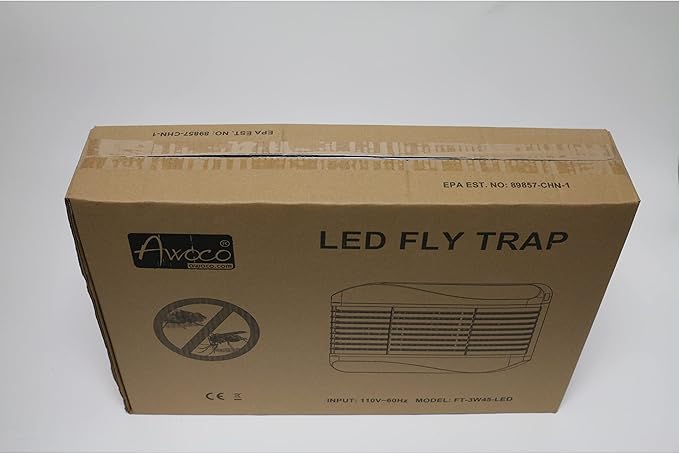 Awoco LED 15W 100V-240V Wall Mount Sticky Fly Trap Lamp XL 78” Extra Long Power Cord with 3 LED UV Bulb for Capturing Flies, Mosquitoes, Moths and Flying Insects (Fly Trap XL)