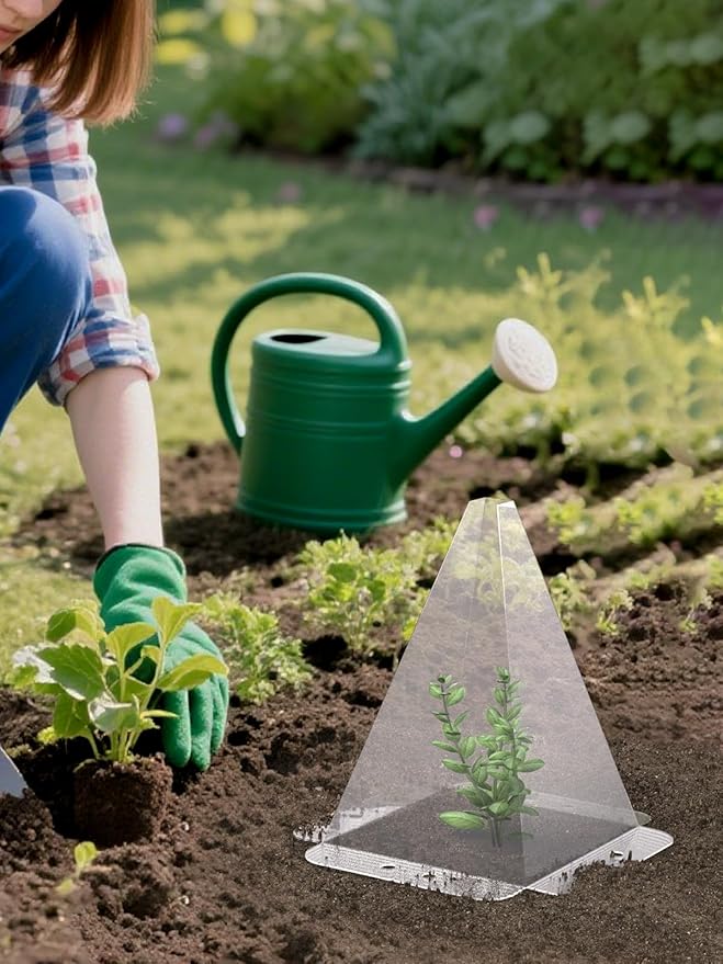 60 Pack Garden Cloches for Plants - Clear Reusable Plastic Seedling Covers with 120 Metal Stakes - Mini Greenhouse Plant Bell Covers for Frost, Sun, Pests Protection(7.8" x 11")