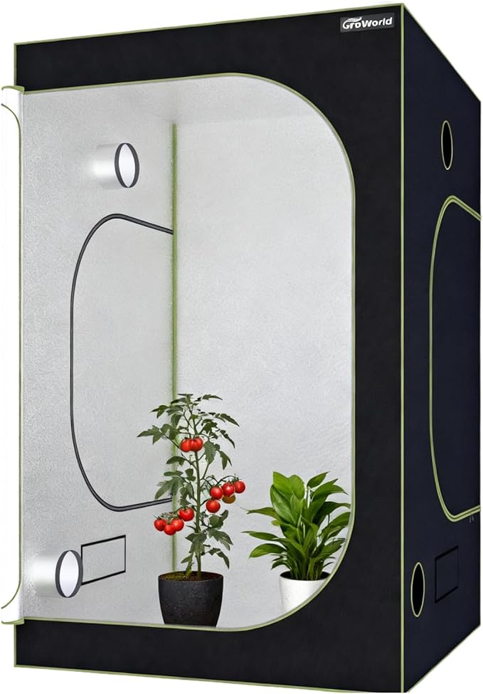 Grow Tent Kit, 60''x60''x80'' Greenhouse Tent with 19mm Poles, High Reflective 600D Mylar Hydroponic Tent with Observation Windows for Indoor Plant Growing(Black)