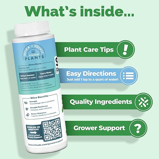 TPS NUTRIENTS Silica for Houseplants, Liquid Silicon Plant Food for Strong Stems and Healthy Leaves, Liquid Plant Fertilizer, 32 oz (1 Quart)