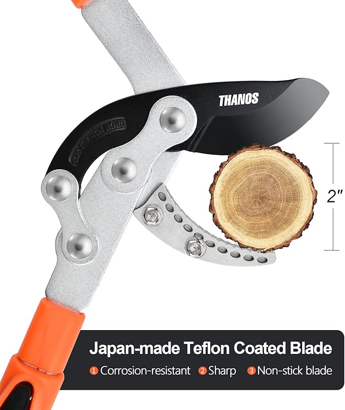 THANOS B1102 Extendable Anvil Loppers Tree Trimmer with Compound Action,Chops Thick Branch Ease,27-41''Telescopic Heavy Duty Branch Cutter,2 inch Clean Cut Capacity