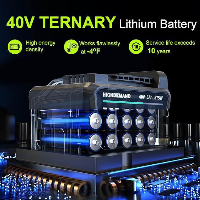 Leaf Blower Cordless with Battery - 40V Powerful Electric Leaf Blower, 600CFM &180MPH and Variable-Speed with 5.0Ah Battery and Charger for Lawn Care, Patio, Dust, Blowing Leaves (Orange)