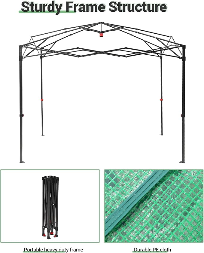 6X8 FT Portable Greenhouse for Outdoor,182 x 243 CM Wall in Pop Up Greenhouse for Gardening Plant, Zipper Roll Up Door & 4 Mesh Window, Double Frame, PE Cover Grow Tent for Winter, Green