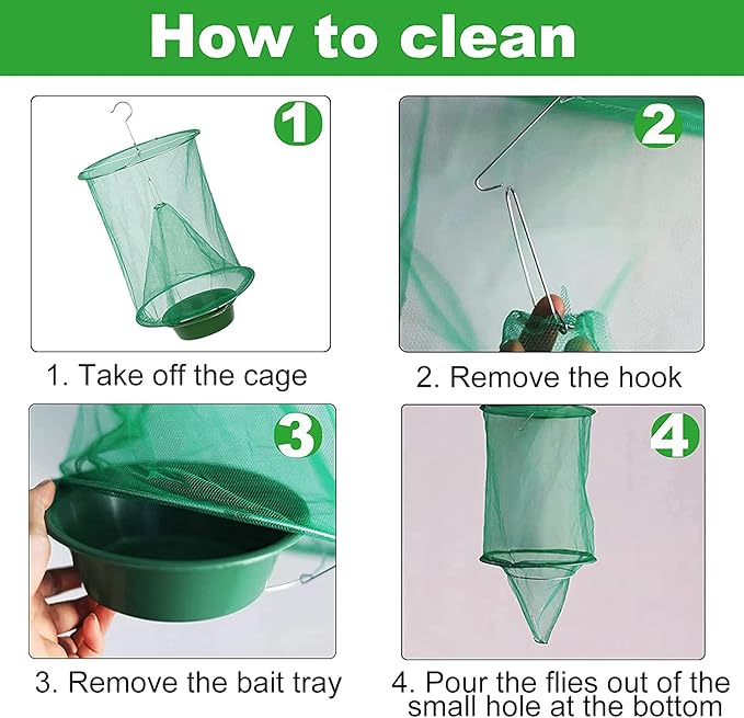 6 Pack Ranch Fly Trap, 2024 New Hanging Fly Catcher, The Most Effective Trap Ever Made with Pots, Cage Catcher for Indoor and Outdoor, Family Farms, Park, Restaurants