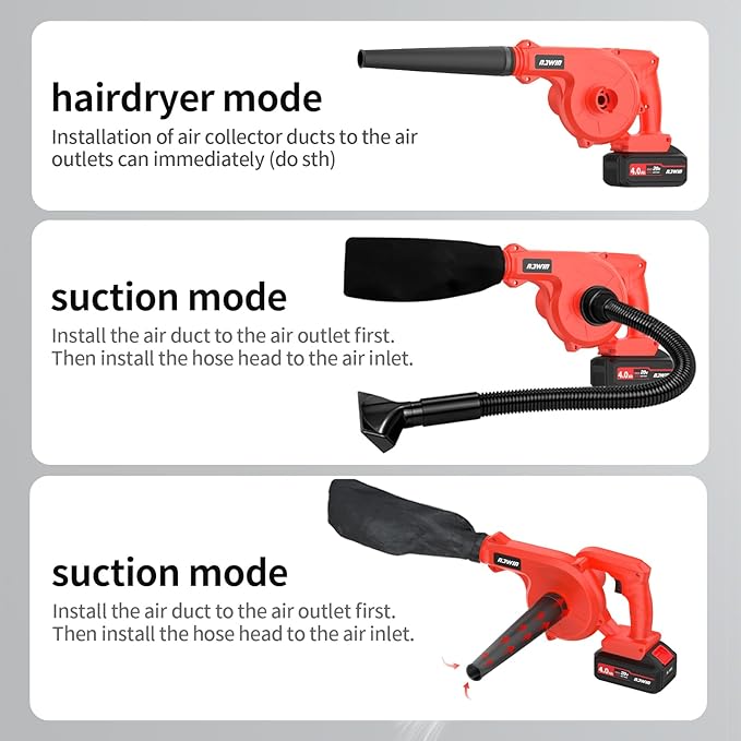 NAWIN Mini Electric Blower Kit,Leaf Blower with Battery & Charger,20V Handheld Lightweight Mini Blower for Lawn, Compact Electric Leaf Blower,Car Drying Blower Leaf Vacuum Cordless with Bag&Snowblower