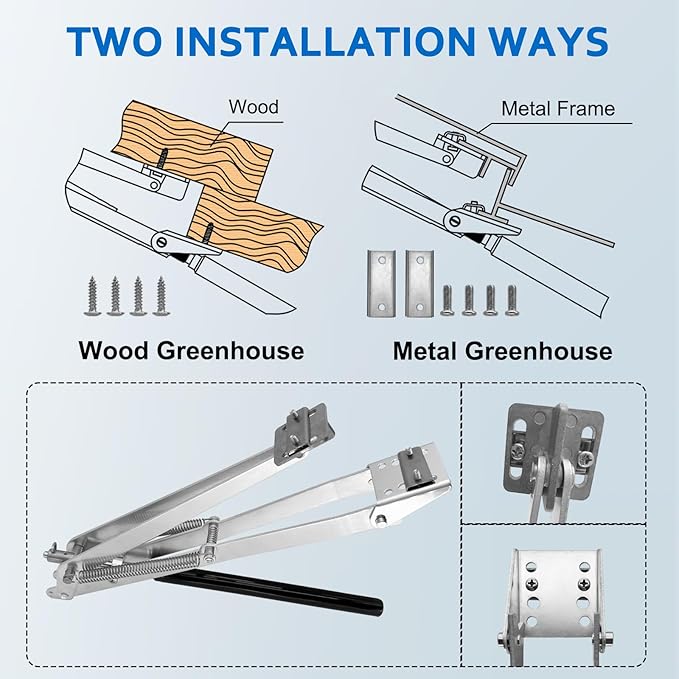 UYGALAXY Greenhouse Automatic Window Opener Kit - Roof Vent Auto Opener Solar Heat Sensitive Agricutural Lift Up to 15lbs Dual Spring Opener for Ventilation