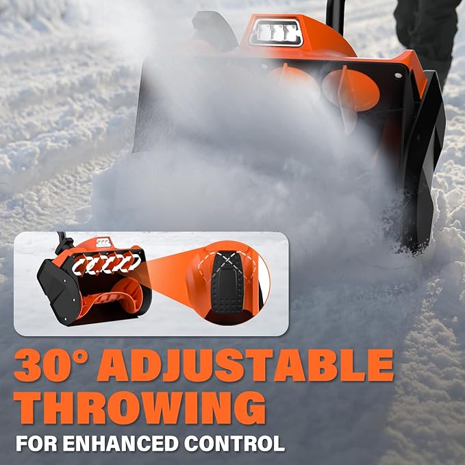 MAXLANDER Electric Snow Shovel Cordless, 20V 12-Inch Cordless Snow Blower, Battery Snow Shovel with Directional Plate & LED Lights (4.0Ah Battery, Quick Charger & Cover Included