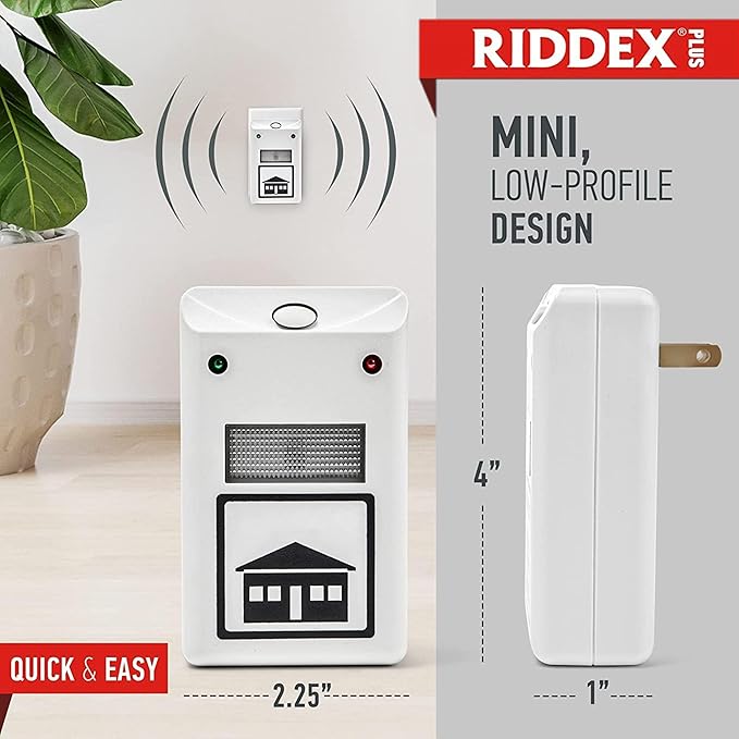RIDDEX Plus Insect Repellent | Plug in, Mouse Deterrent - Pest Control for Defense Against Rats, Mice, Roaches, Bugs and Insects | Control Pests with No Toxins | White