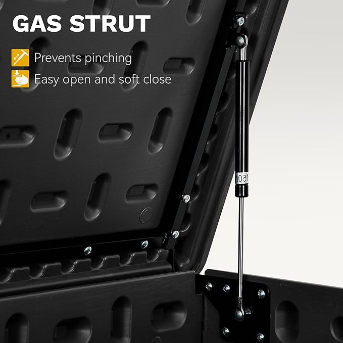 DWVO 260 Gallon Resin Outdoor Storage Box, XXL Double-Wall Waterproof Deck Box with Divider, Doubles as Table or Seating with 1000 lbs Capacity, Lockable (Black)