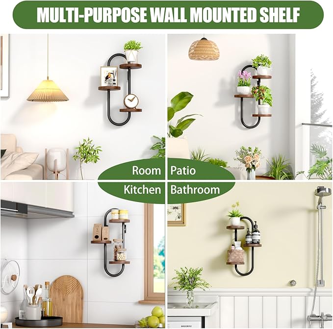 Wall Mounted Plant Stands Indoor Oval Plant Stand - 3 Tier Window Plant Shelf for Multiple Plants Space-Saving Corner Hanging Wall Stand for Small Spaces Planter Lover to Home Decor