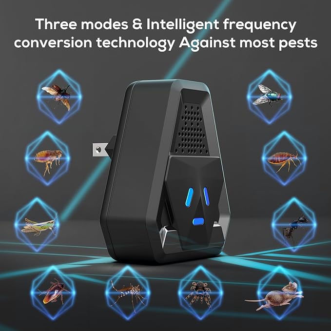 2025 Upgraded Ultrasonic Repeller & Insect Indoor Repeller,Ultrasonic and Repellent for Roach,Rodent,Mouse,Bugs,Mosquito,Mice,Spider,Ant,3 Mode Switching,6 Packs