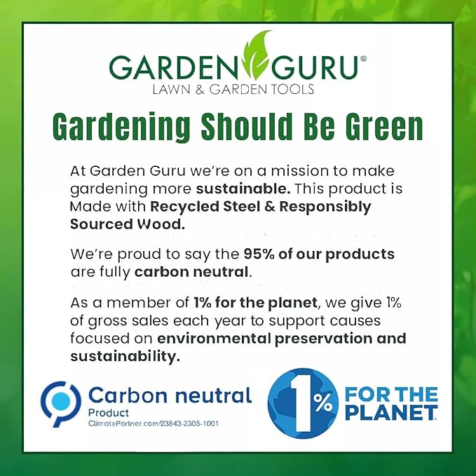 Garden Guru Eco Dandelion Weeder Tool with Ergonomic Wood Handle - 100% Recycled Stainless Steel - Rust Resistant - FSC Certified Wood - Weed Puller for Planting, Weeding, Flower & Vegetable Care