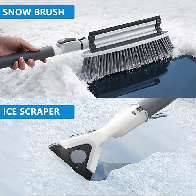 47.3" Ice Scrapers for Car Windshield, 2 in 1 Snow Brush for Car and Ice Scraper, Extendable Snow Brush for Car Windshield with Foam Grip and 180° Pivoting Brush Head for Car Automobile Vehicle Window
