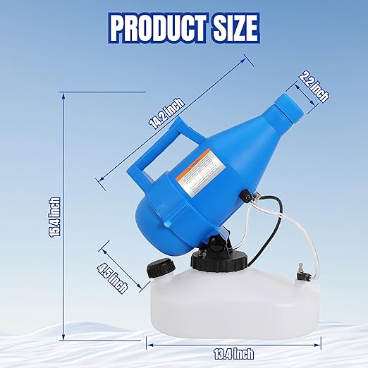 4.5L (1.2 Gallon) Electric ULV Cold Fogger Machine Portable Sprayer 30ft Spraying Distance 16.4ft Power Cord for Home, Hotel, Garden, Lawn, School, Church, Indoor and Outdoor Use (4.5L-1Pack)