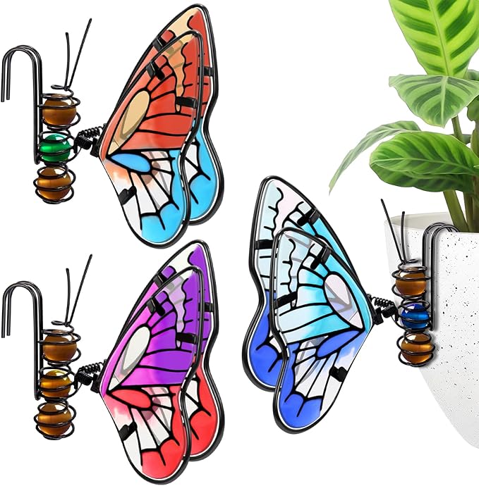 Butterfly Flower Pot Decorations,3Pcs Decorative Hangers for Outdoor Plant Pots, Plant Decoration Landscape Decor Garden Adornment