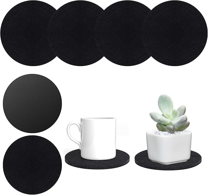 Plant Coaster Mat Reversible(Fabric/Leather),6Pcs Plant Coasters for House Plants Indoor & Outdoor,Household Products Absorbent/Waterproof(6inch)