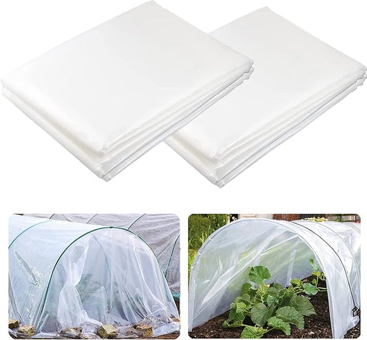 Yowlieu 2 Pcs 6.5'x 9.8' Clear Greenhouse Plastic Sheeting, 6 Mil UV Resistant Polyethylene Greenhouse Film Hoop Green House Plastic Cover for Farms, Agriculture, Garden
