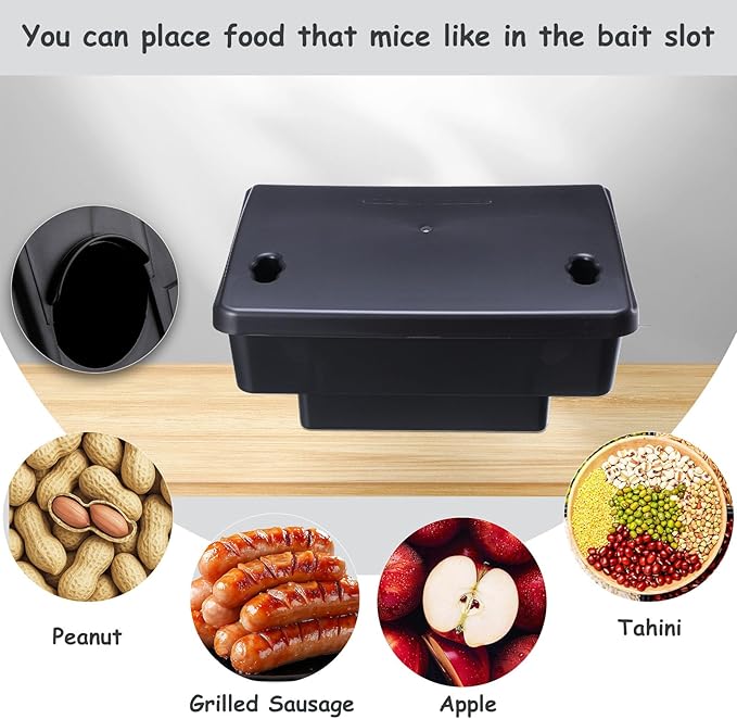 Qualirey Rat Bait Stations Large Rodent with Key Reusable Mouse Stations Mice Blocks Heavy Duty Boxes for Outdoor Rodents Mice Blocks, Bait Not Included, Black (4 Pack,8.66 x 7.5 x 3.9 Inches)