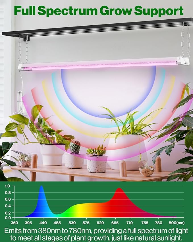 Sunco 4FT LED Grow Light for Indoor Plants 40W, Full Spectrum, Hanging Suspended Fixture, Linkable, Plug in, Greenhouse Year Round for Indoor Plants Seedlings Vegetables Flowers 4 Pack