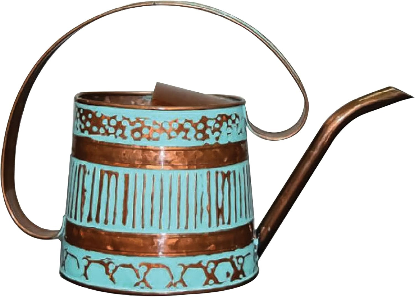 ROBERT ALLEN MPT01508 Danbury Metal Watering Can, Teal/Copper
