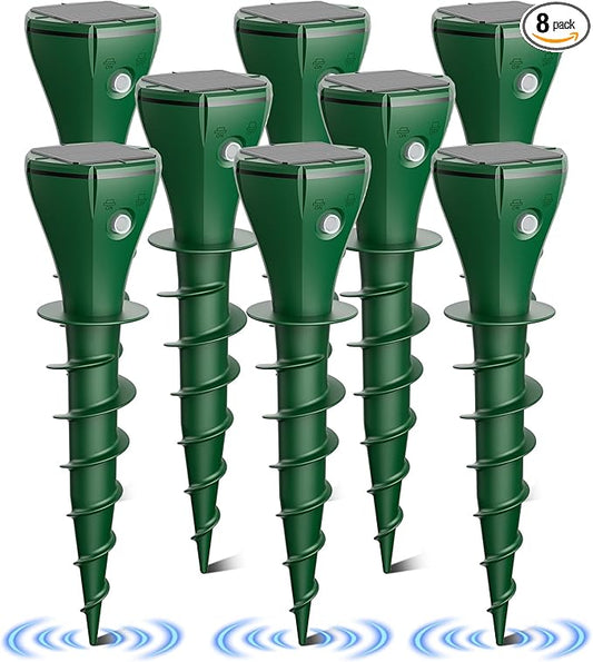 Mole Repeller for Lawns，Solar Powered Vole Repellent Ultrasonic Pest Control Stake, Waterproof Sonic Pulse Deterrent for Gopher Vole Snake in Lawn, Garden & Yard