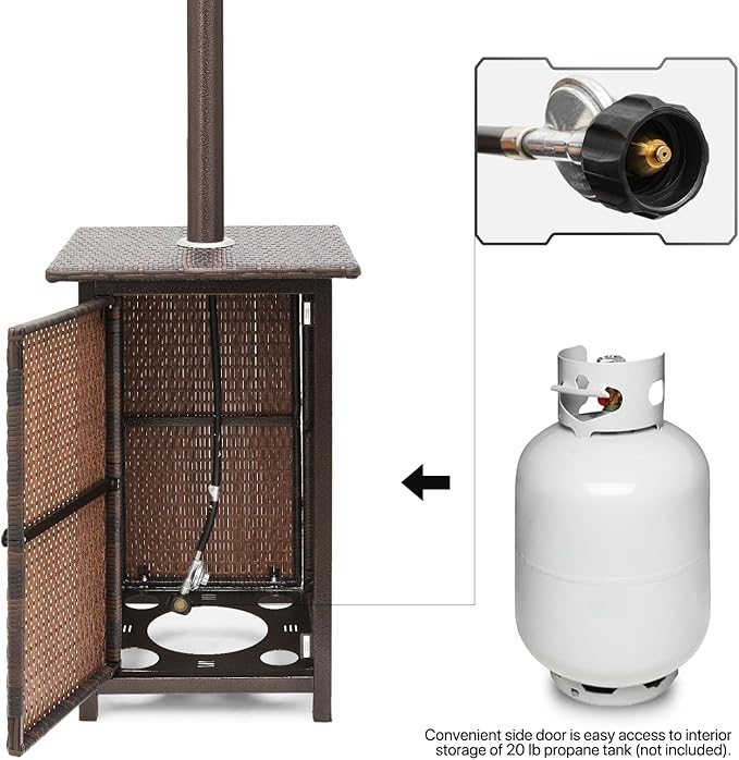 MoNiBloom 48000 BTU Propane Patio Heater with Stainless Steel Burner Outdoor Patio Heater for Commercial Use, Residential, Garden, Backyard, Porch, Deck, Balcony (Brown)