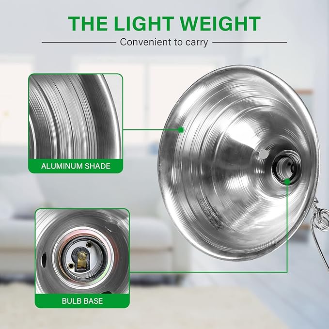 Simple Deluxe Clamp Lamp Light with 8.5 Inch Adjustable Aluminum Reflector and 6 Feet Cord, up to 150W E26 Socket (no Bulb Included), Silver and Black, 4 Pack