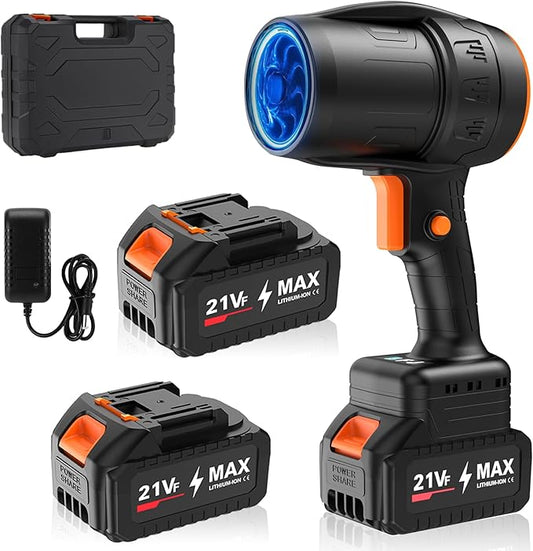 Handheld Electric Cordless Leaf Blower – 500,000RPM Mini Turbo Jet Blower with 2×4.0Ah Batteries & Charger, Lightweight for Patio, Lawn, Garage Cleaning (Black)