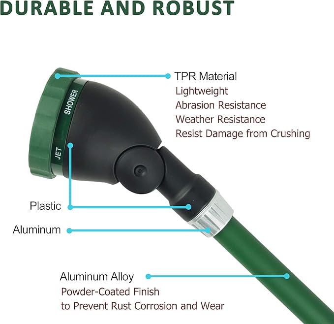 24 Inch Watering Wand With Rotating Head - Heavy Duty Ergonomic Sprayer With Trigger, Adjustable Spray Garden Hose Nozzles, Hanging Basket Wand With Flow Control, No Assembly Required