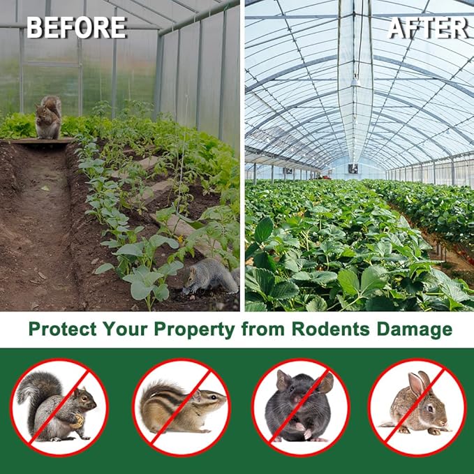 Squirrel Repellent Outdoor, Chipmunk Repellent for Outdoor, Keep Squirrel and Chipmunk Away from Garden, Attic, Yard and Bird Feeders, Safe for Kids, Pets and Plants - 8P