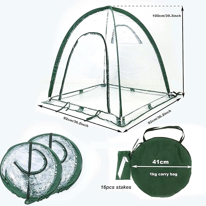 porayhut Pop Up Greenhouse Cover Flower House,Pack of 2,Mini Gardening Plant Sunshine Room,Backyard PVC Cover for Cold Frost Protector Gardening Plants