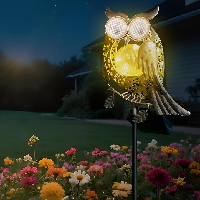 Solar Lights Outdoor Decor, Solar Owl Yard Decorations Outdoor, Garden Decorative, IP65 Waterproof, Gifts for Women Mom, for Yard Patio Lawn Pathway Landscape
