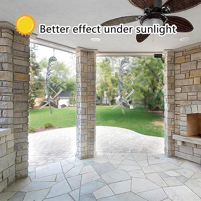 Sfcddtlg 8 PCS Bird Spiral Hanging Reflectors- 15.8 Inch Outdoor Hanging Reflective Device- Garden Decoration to Prevent Birds from Entering The House Garden Swimming Pool