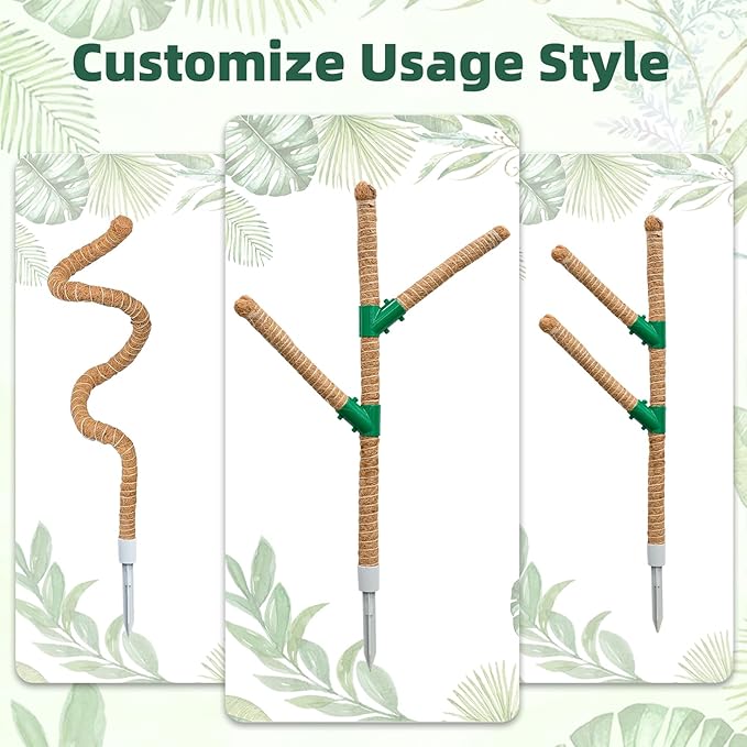 Moss Pole 30 Inch, 2 Pack Monstera Plant Support, Bendable Plant Stakes for Indoor Plants, Plant Sticks Support Tall，Coco Coir Plant Poles for Climbing Plants, Pothos, Philodendron