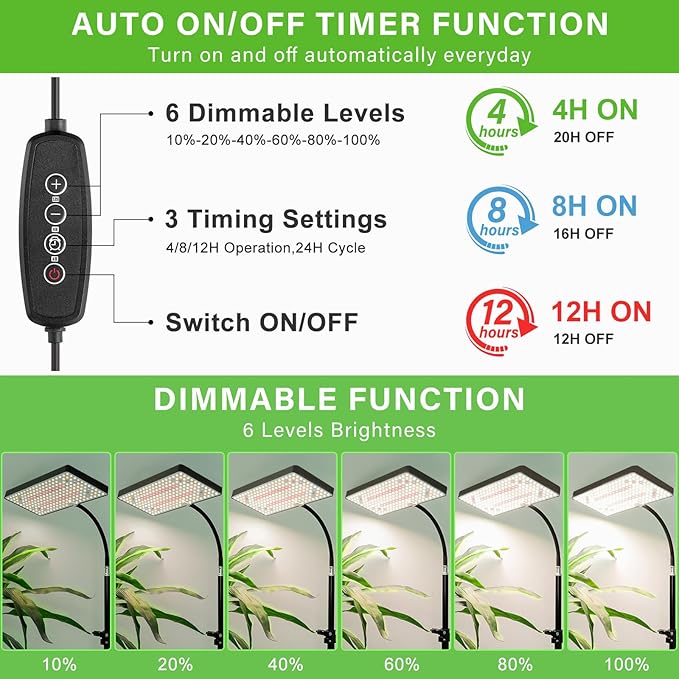 LBW Grow Lights for Indoor Plants Full Spectrum with Stand,214 LEDs Standing Plant Lights for Indoor Growing,Floor Grow Plant Lamp with 4/8/12H Timer,6 Brightness Levels,75" Adjustable Tripod