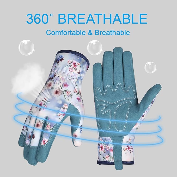 Bamllum Leather Gardening Gloves for Women - Working Gloves for Weeding, Digging, Planting, Raking and Pruning