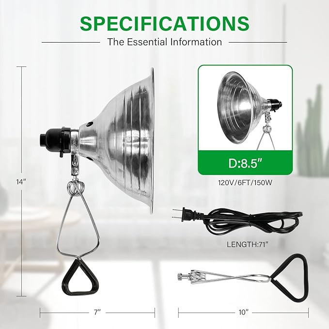 Simple Deluxe Clamp Light with 8.5 Inch Adjustable Aluminum Reflector, Suit for E26 Socket Max 150 Watt Lamp (No Bulb Included), 6 Feet 18/2 SPT-2 Cord, 2 Pack