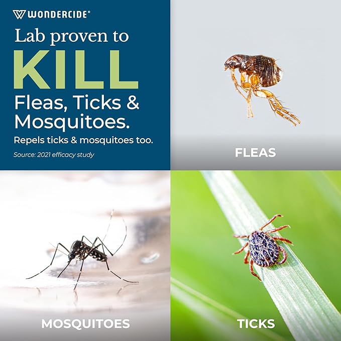 Wondercide - Flea and Tick Spray Concentrate for Yard and Garden with Natural Essential Oils – Kill, Control, Prevent, Fleas, Ticks, Mosquitoes and Insects - Safe Around Pets, Plants, Kids - 32 oz