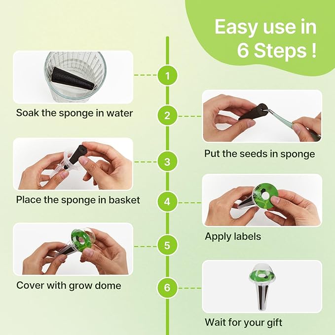 160pcs Hydroponic Pods, Accessories Compatible with Suncoze & Other Hydroponics Growing Systems, Gardening Supplies Garden Pods Include 60 Grow Sponges, 20 Grow Baskets, 20 Domes, 60 Labels