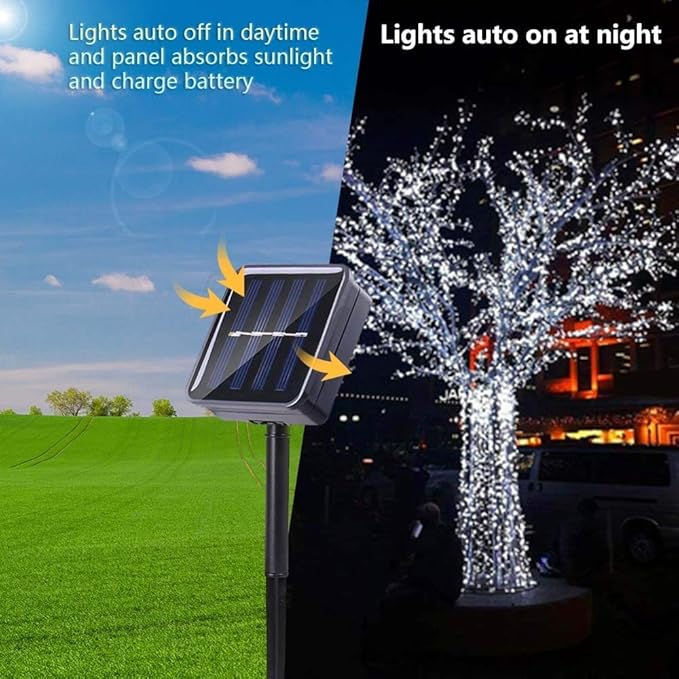 Joomer Solar Christmas Lights Outdoor 4 Pack Total 156FT 400LED 8 Lighting Modes Solar String Lights Waterproof Fairy Tree Lights for Garden Yard Patio Christmas Decoration (White)