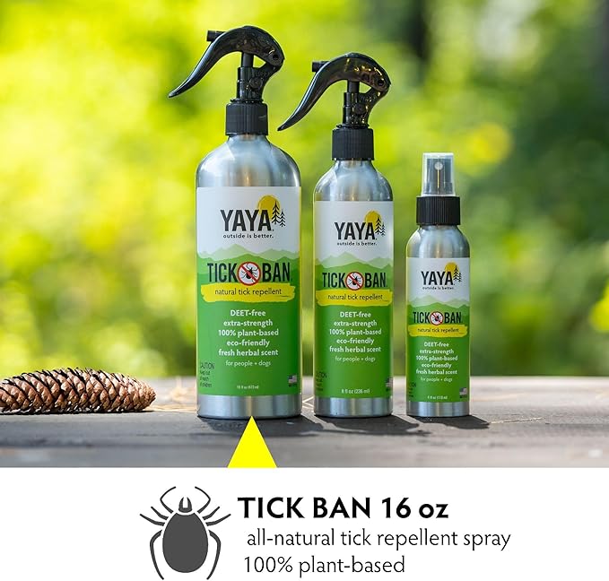 Yaya Organics All Natural Extra Strength Tick Repellent DEET Free - 16 Ounce Spray Bottle