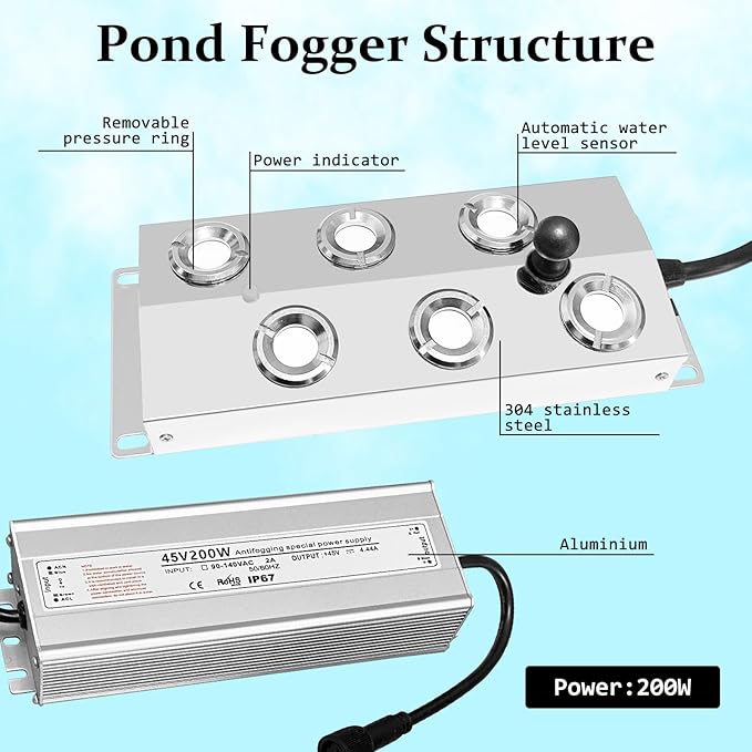 Ultrasonic Fogger 6 Head Ultrasonic Mist Maker,5000ml/H 200W Mist Maker Fogger,6 Head Ultrasonic Fogger Mist Maker,6 Head Ultrasonic Mist Maker fogger Ultrasonic Mister Fogger 6 Head Fogger