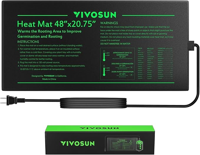 VIVOSUN Durable Waterproof Seedling Heat Mat 48" x 20.75" UL & MET-Certified Warm Hydroponic Heating Pad for Germination, Indoor Gardening, Greenhouse