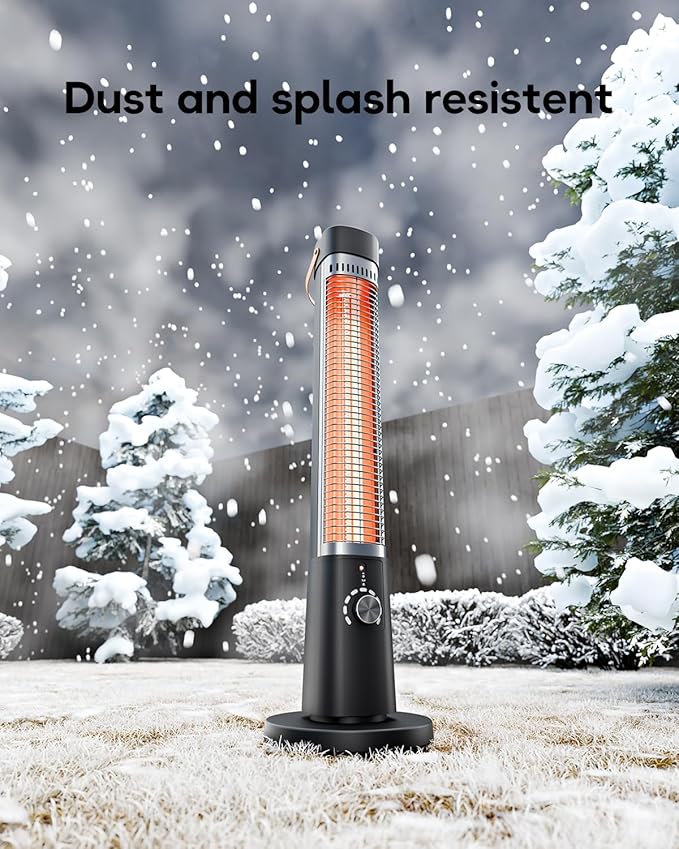Patio Heater for Outdoor Use, 32" Electric Space Heater Indoor, Portable Infrared Heater with 60-Degree Oscillation, Timer, Remote, for Patio, Gazebo, Black