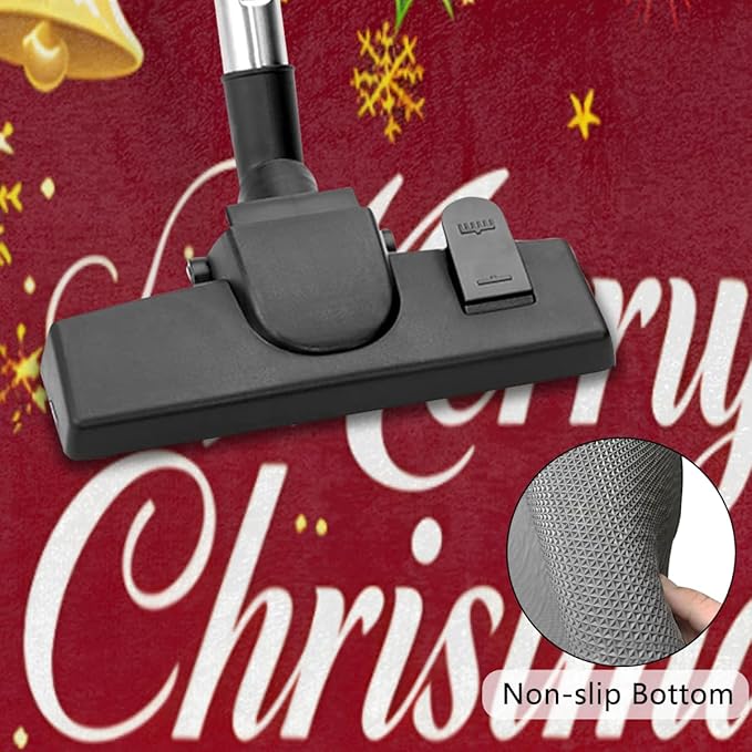 Christmas Half Round Door Mat, Christmas Bells Snowflakes Balls Semicircle Door Mats, Non Slip Area Rug Soft Doormat for Indoor Entrance Wear Resistant Welcome Mat for Garage Patio Home 24 x 36 In