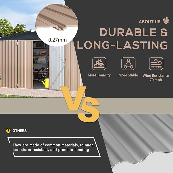 AECOJOY 12' x 10' Outdoor Storage Shed, Large 10x12 Metal Sheds & Outdoor Storage Clearance Steel Yard Shed with Lockable Doors, Utility and Tool Storage Garden Shed for Backyard, Patio, Outside use