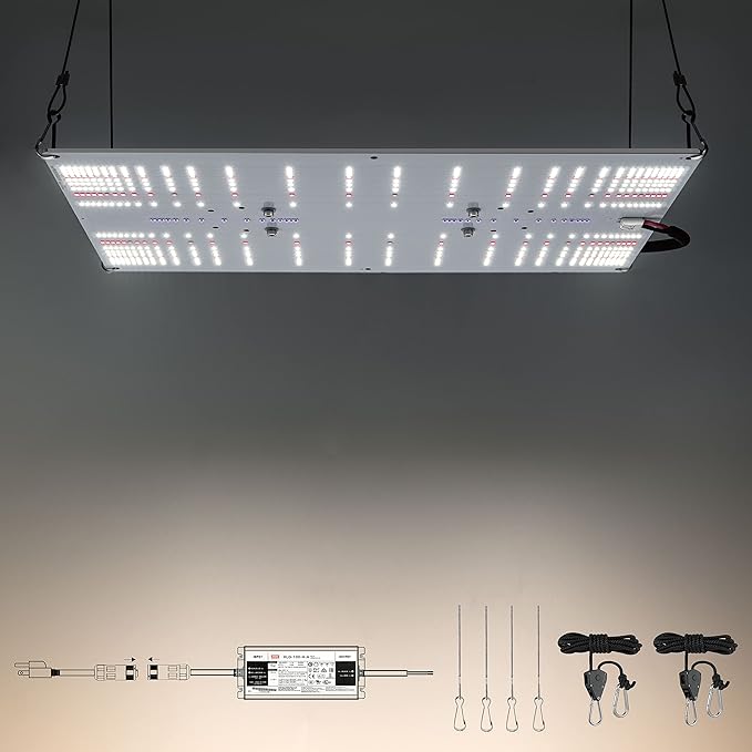 100E LED Grow Light, 100W True Full Spectrum with UV and IR, Ideal Coverage for 2'x2' or 2'x4' Grow Tents, Veg&Bloom Light Kit for Indoor Plants